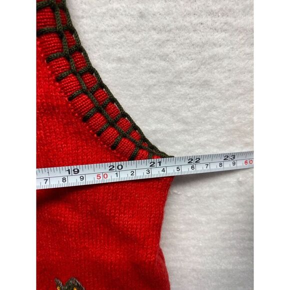 Marisa Christina Christmas Vest 100% Wool Patchwork EUC XL - Picture 6 of 7